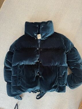 SAM. Teal Velvet Puffer Jacket
